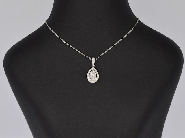Witgouden hanger met diamanten pear shape, excl. ketting - afbeelding 1 van  9