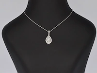 Witgouden hanger met diamanten pear shape, excl. ketting
