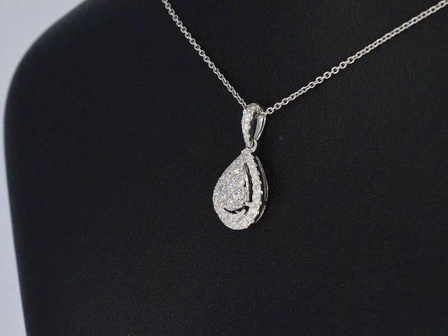Witgouden hanger met diamanten pear shape, excl. ketting - afbeelding 3 van  9
