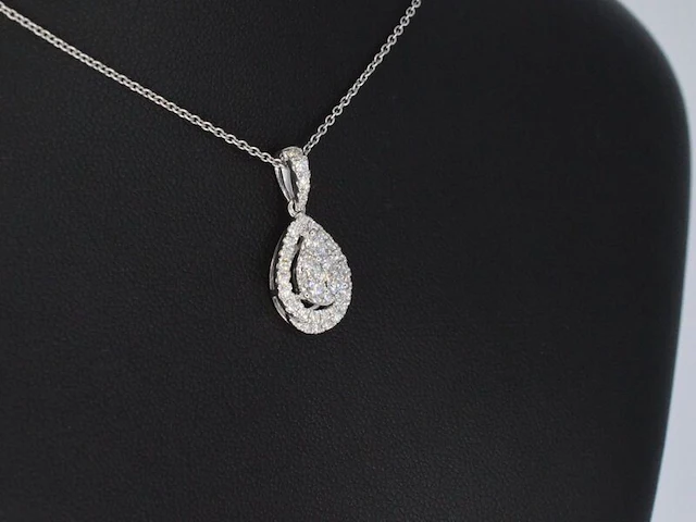 Witgouden hanger met diamanten pear shape, excl. ketting - afbeelding 4 van  9