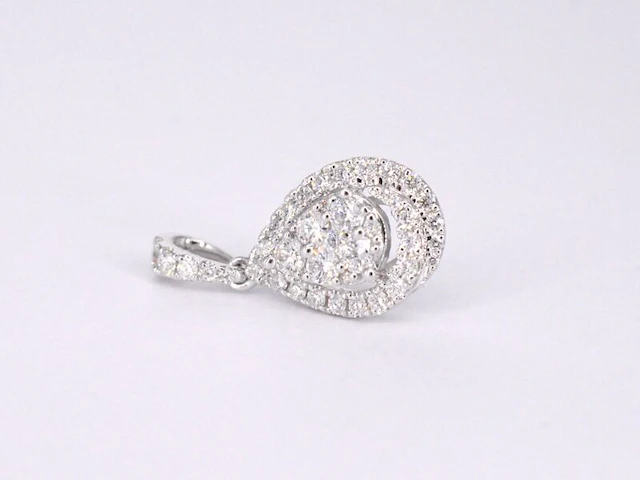 Witgouden hanger met diamanten pear shape, excl. ketting - afbeelding 6 van  9