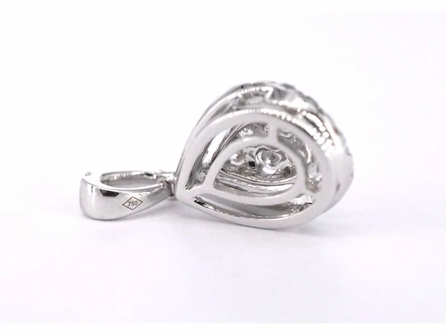 Witgouden hanger met diamanten pear shape, excl. ketting - afbeelding 7 van  9