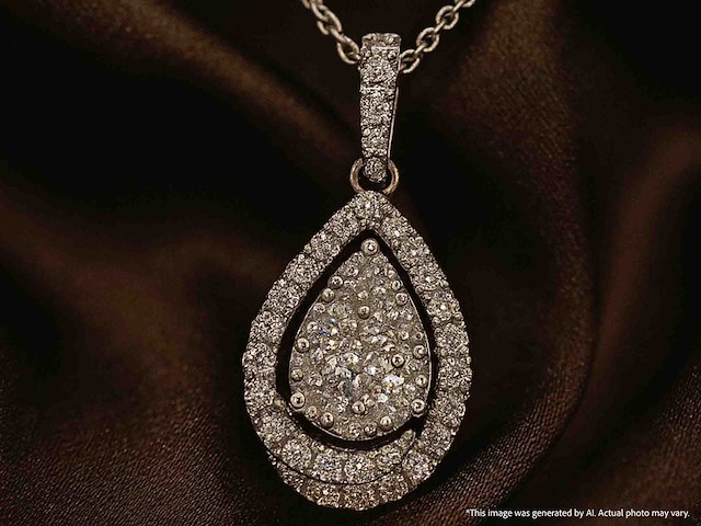 Witgouden hanger met diamanten pear shape - afbeelding 4 van  9