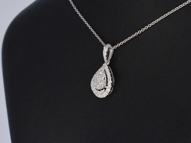 Witgouden hanger met diamanten pear shape - afbeelding 5 van  9