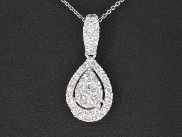 Witgouden hanger met diamanten pear shape - afbeelding 1 van  7