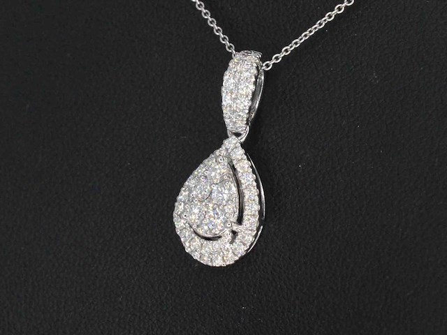 Witgouden hanger met diamanten pear shape - afbeelding 4 van  7