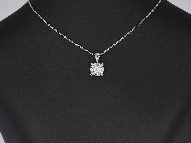 Witgouden hanger met een briljant geslepen diamant, excl. ketting - afbeelding 2 van  8