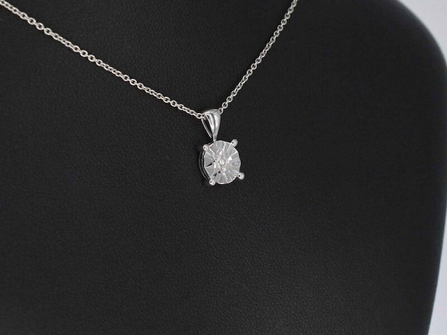 Witgouden hanger met een briljant geslepen diamant, excl. ketting - afbeelding 4 van  8