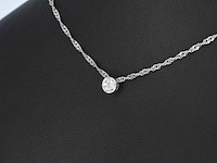 Witgouden hanger met een briljant geslepen diamant, excl. ketting - afbeelding 3 van  8