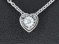 Witgouden hanger met een briljant geslepen diamant in hartvorm, excl. ketting - afbeelding 1 van  7