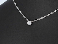 Witgouden hanger met een briljant geslepen diamant - afbeelding 4 van  7
