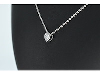 Witgouden hanger met een briljant geslepen natuurlijke diamant in hartvorm - afbeelding 3 van  7