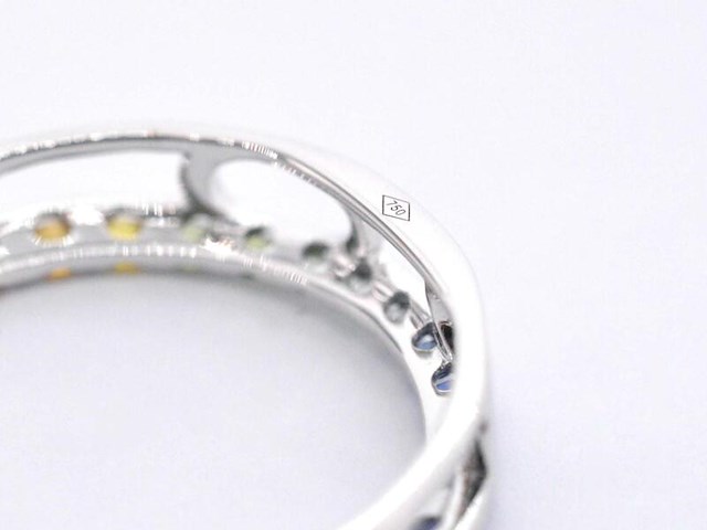Witgouden hanger met multi colour saffieren in een cirkel gezet, excl. ketting - afbeelding 7 van  9
