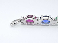 Witgouden hanger met multicolour edelstenen en diamant - afbeelding 7 van  7