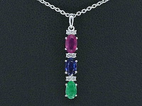 Witgouden hanger met multicolour edelstenen en diamant - afbeelding 1 van  7