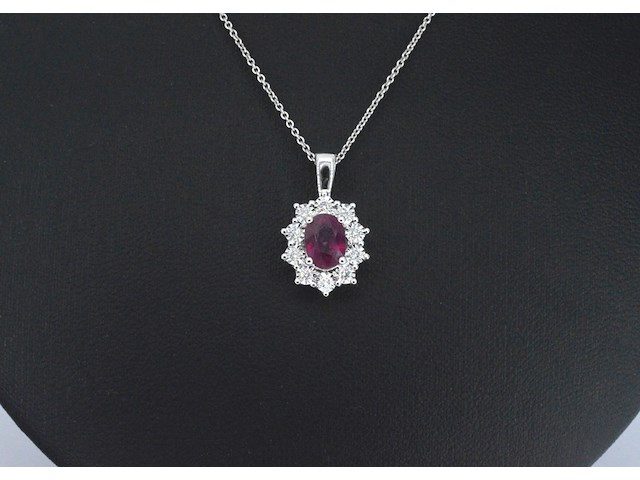 Witgouden hanger met natuurlijke diamanten en robijn, excl. ketting - afbeelding 7 van  11