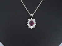 Witgouden hanger met natuurlijke diamanten en robijn, excl. ketting - afbeelding 7 van  11