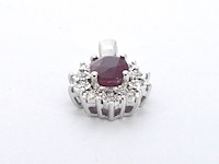 Witgouden hanger met natuurlijke diamanten en robijn, excl. ketting - afbeelding 8 van  11