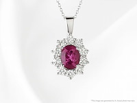 Witgouden hanger met natuurlijke diamanten en robijn, excl. ketting - afbeelding 11 van  11