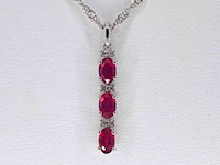 Witgouden hanger met natuurlijke diamanten en robijn, excl. ketting - afbeelding 1 van  7