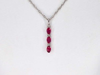 Witgouden hanger met natuurlijke diamanten en robijn, excl. ketting - afbeelding 2 van  7