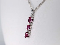 Witgouden hanger met natuurlijke diamanten en robijn, excl. ketting - afbeelding 3 van  7