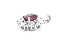 Witgouden hanger met natuurlijke diamanten en robijn - afbeelding 5 van  10