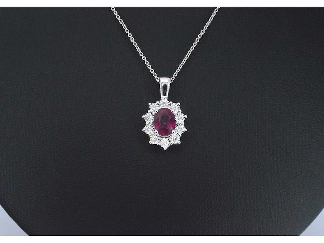Witgouden hanger met natuurlijke diamanten en robijn - afbeelding 7 van  10
