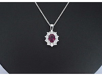 Witgouden hanger met natuurlijke diamanten en robijn - afbeelding 7 van  10