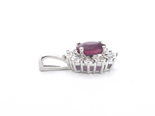 Witgouden hanger met natuurlijke diamanten en robijn - afbeelding 10 van  10