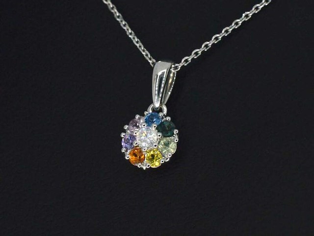 Witgouden hanger met natuurlijke diamanten en saffieren, excl. ketting - afbeelding 3 van  6