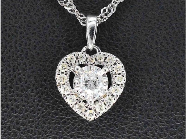 Witgouden hanger met natuurlijke diamanten in hartvorm, excl. ketting - afbeelding 1 van  9