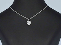 Witgouden hanger met natuurlijke diamanten in hartvorm, excl. ketting - afbeelding 2 van  9