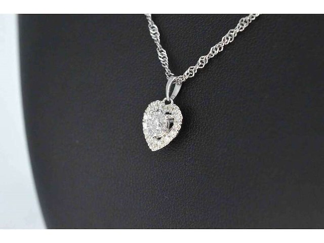 Witgouden hanger met natuurlijke diamanten in hartvorm, excl. ketting - afbeelding 3 van  9