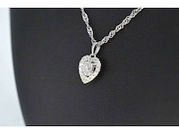 Witgouden hanger met natuurlijke diamanten in hartvorm, excl. ketting - afbeelding 3 van  9