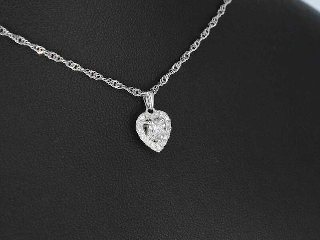 Witgouden hanger met natuurlijke diamanten in hartvorm, excl. ketting - afbeelding 4 van  9
