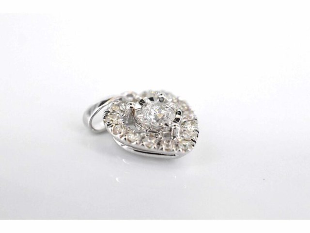 Witgouden hanger met natuurlijke diamanten in hartvorm, excl. ketting - afbeelding 7 van  9