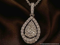 Witgouden hanger met pear shape diamant - afbeelding 2 van  9