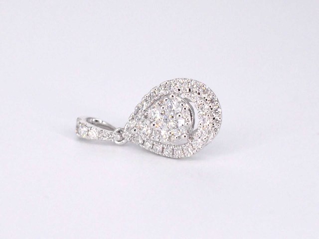Witgouden hanger met pear shape diamant - afbeelding 8 van  9