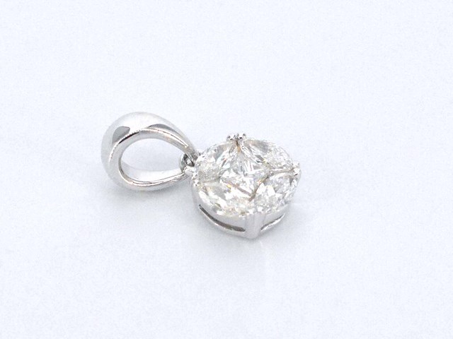 Witgouden hanger met prines en marquise geslepen natuurlijke diamanten, excl. ketting - afbeelding 4 van  8