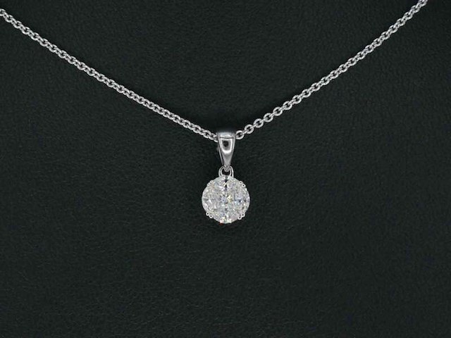 Witgouden hanger met prines en marquise geslepen natuurlijke diamanten, excl. ketting - afbeelding 1 van  8