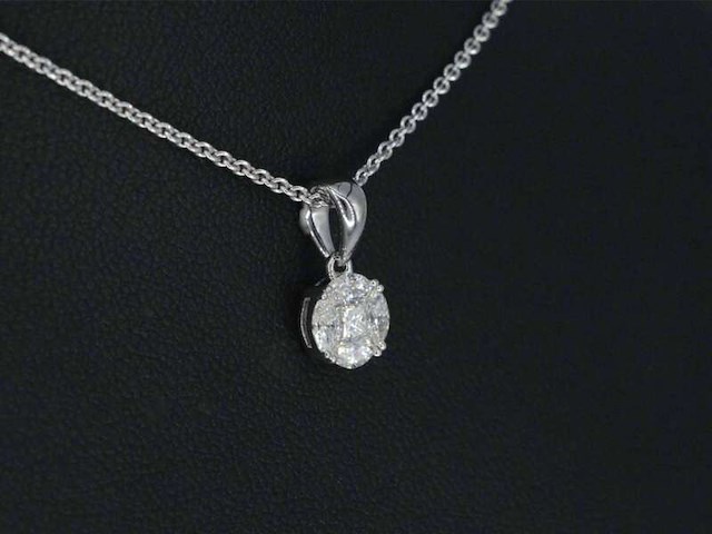 Witgouden hanger met prines en marquise geslepen natuurlijke diamanten, excl. ketting - afbeelding 2 van  8