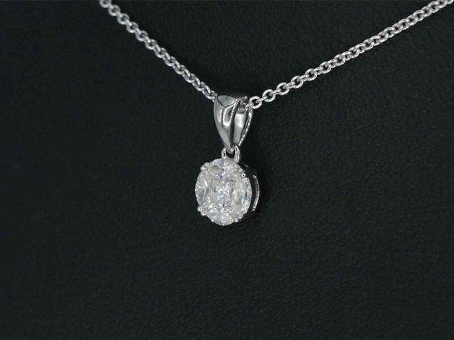 Witgouden hanger met prines en marquise geslepen natuurlijke diamanten, excl. ketting - afbeelding 3 van  8