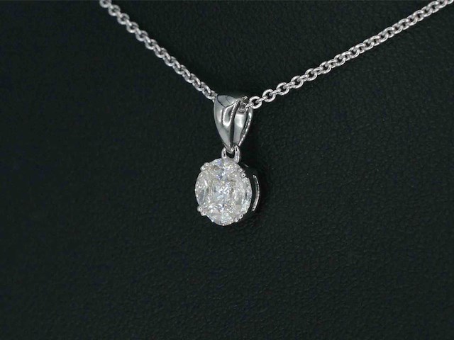 Witgouden hanger met prines en marquise geslepen natuurlijke diamanten - afbeelding 4 van  7
