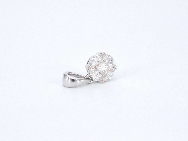 Witgouden hanger met prines en marquise geslepen natuurlijke diamanten - afbeelding 6 van  7