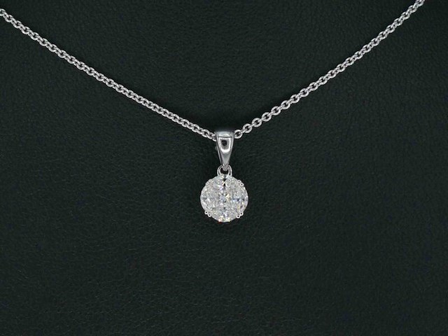 Witgouden hanger met prines en marquise geslepen natuurlijke diamanten - afbeelding 1 van  8