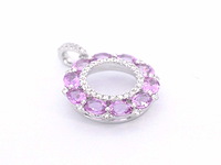 Witgouden hanger met roze saffieren en diamanten cirkelzetting - afbeelding 7 van  7