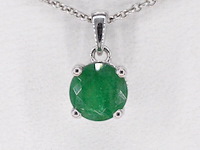 Witgouden hanger met smaragd, excl. ketting