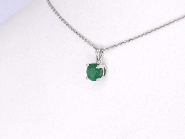 Witgouden hanger met smaragd, excl. ketting - afbeelding 3 van  6