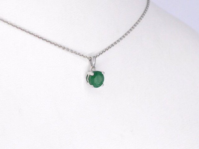 Witgouden hanger met smaragd, excl. ketting - afbeelding 4 van  6